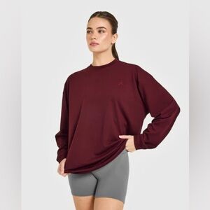 Oner Active Classic Long Sleeve Oversized Top in Rosewood